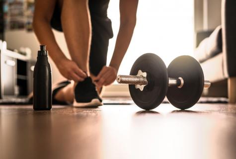 Set of exercises with dumbbells for weight loss