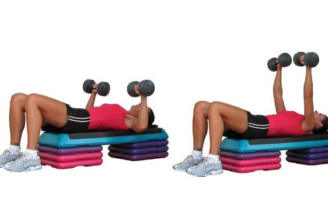 Set of exercises with dumbbells for a breast