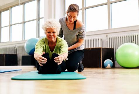 Occupations yoga for elderly people: set of exercises