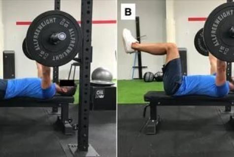 Set of exercises on a press bench