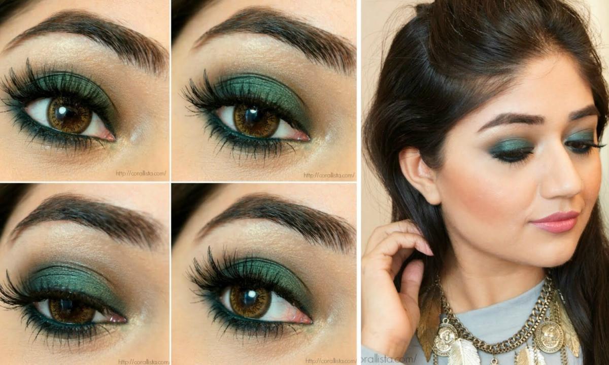 How to pick up make-up under green dress