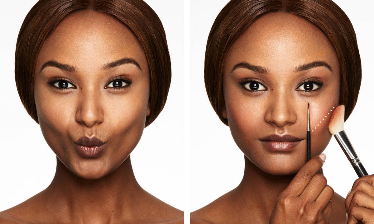How to apply blush depending on shape of face