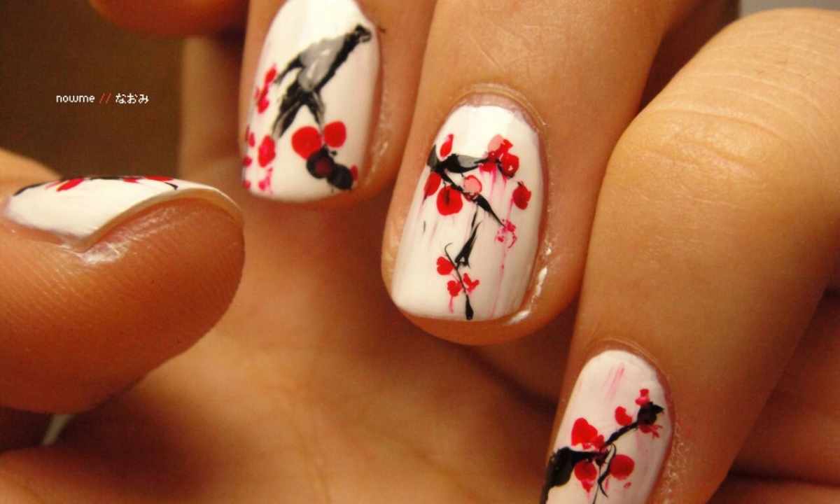 How to draw Oriental cherry on nails