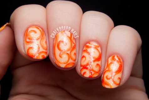 How to draw orange on nails