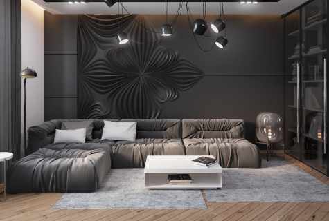 Black wall-paper in interior