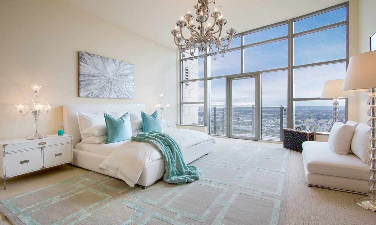 Design of the bedroom in penthouse