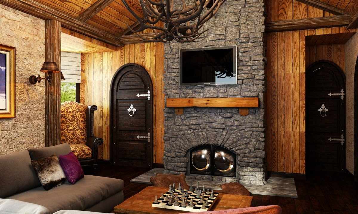 Firewood in interior of country house