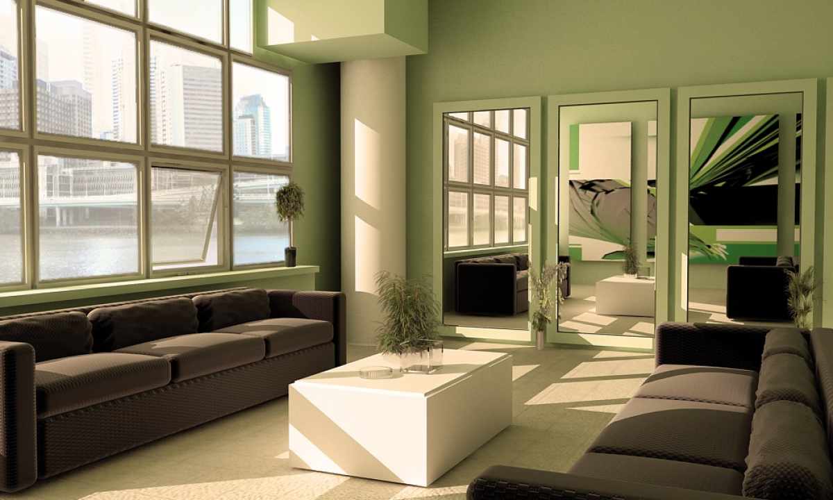 Green color in apartment interior
