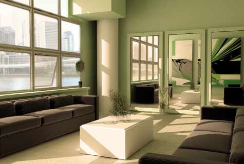 Green color in apartment interior