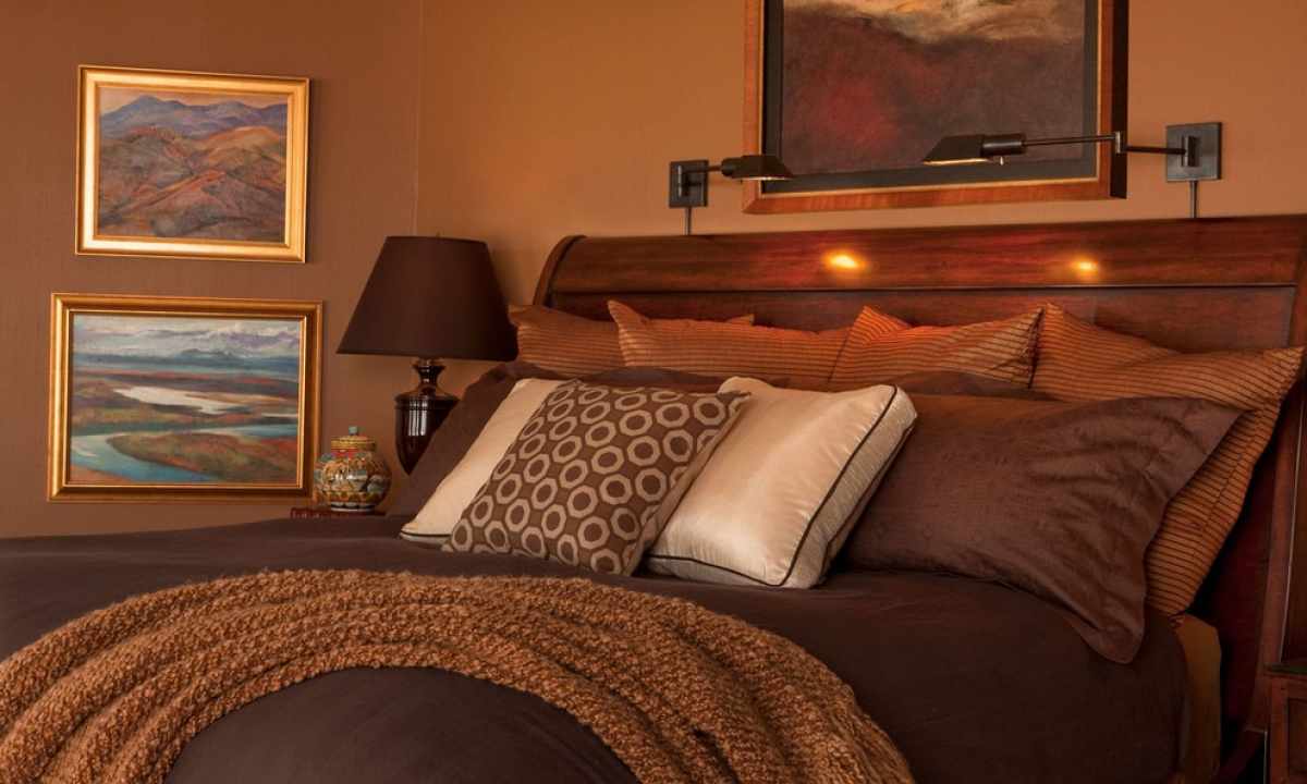 Bedroom interior in brown tones