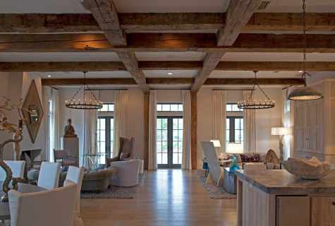 Decorative ceiling beams in interior