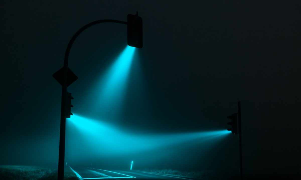 Lamp accumulator – ray of light in twilight of night