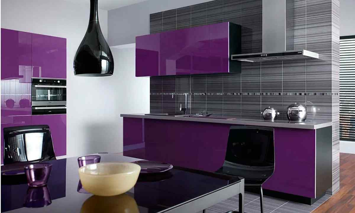 Interior of kitchen in lilac color