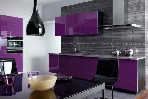Interior of kitchen in lilac color
