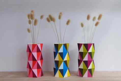 Stylish vases from paper the hands