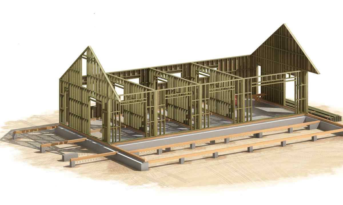 Construction of frame wooden house