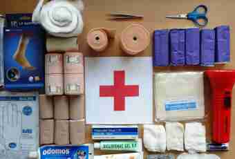 First aid kit for the child (tools and dressings)