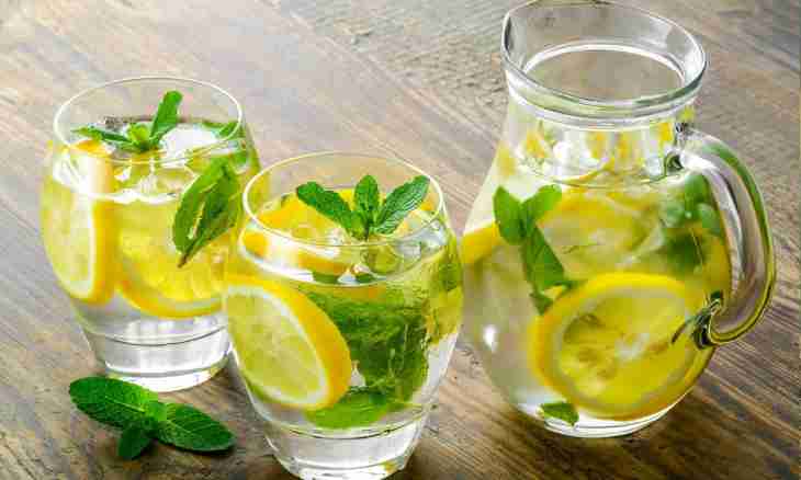 Lemonade from a cucumber with mint