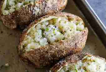 Baked potatoes in an oven