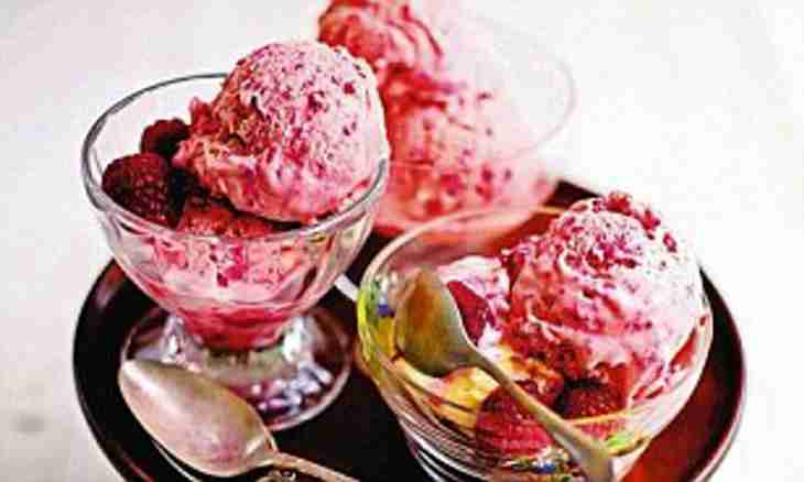 Ice cream from bilberry and raspberry