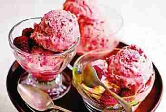 Ice cream from bilberry and raspberry