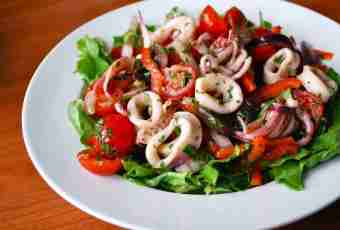 Recipes of salads with squids