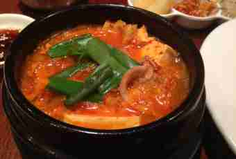 Kimchi soup from pork