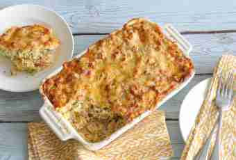 Casserole from rice with ham