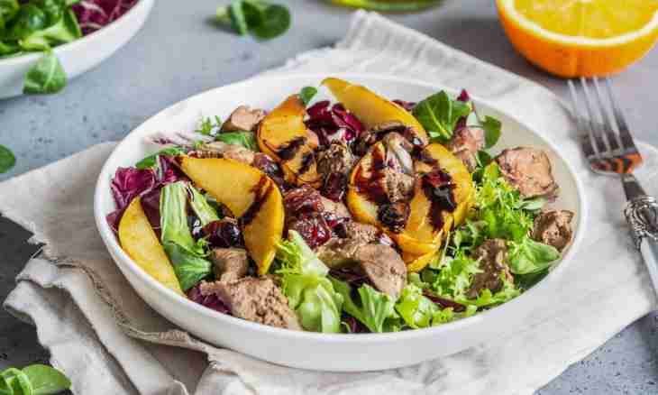 Puff meat salad with vegetables and prunes