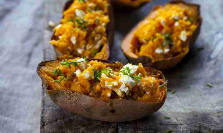 The baked potatoes with a stuffing