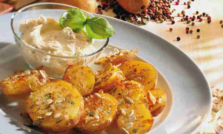 Potato in a peasant way with garlic sauce