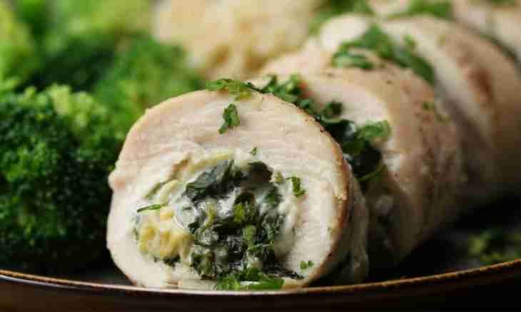 Chicken roll with mushrooms and spinach
