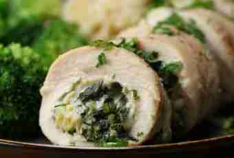 Chicken roll with mushrooms and spinach