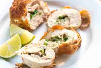 Roll with chicken breast and cream cheese