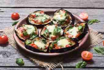 The eggplants baked with cheese