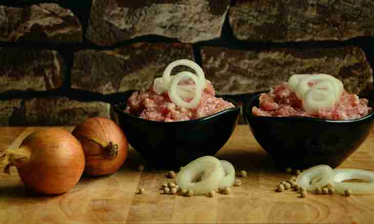 Onions glasses with meat stuffing