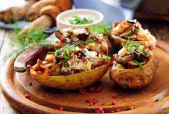 The stuffed potatoes baked by halves