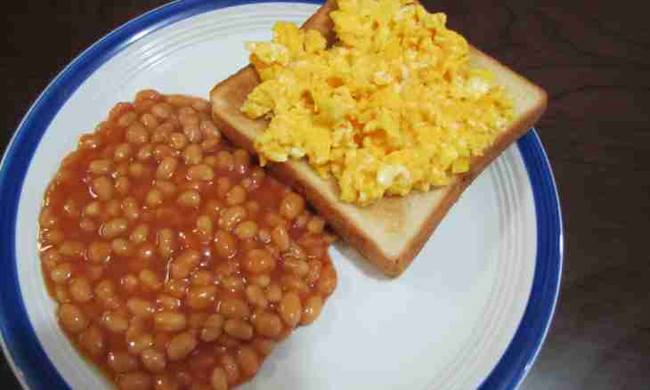 Warm toasts with beans and egg