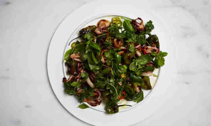 Smoked squid salad: several ways of preparation