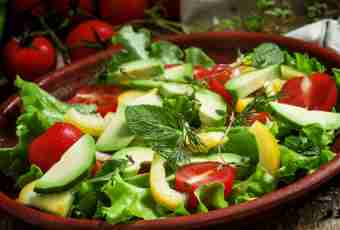 Light salad with cheese, tomatoes and greens