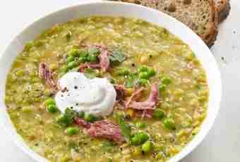 We cook nourishing pea smoked products soup