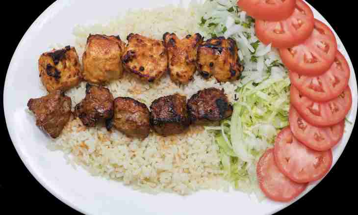 Shish kebab from chicken leg
