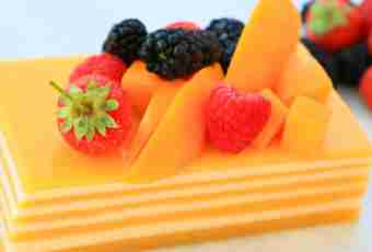 Jelly cake with mango and strawberry